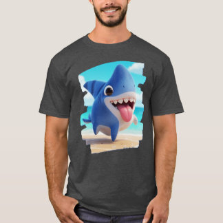 T-shirt Land Half Cute Dog Half Whimsical Shark 3D retro