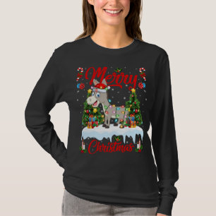 T-shirt L'âne illumine l'arbre de Noël Drôle d'âne de Noël
