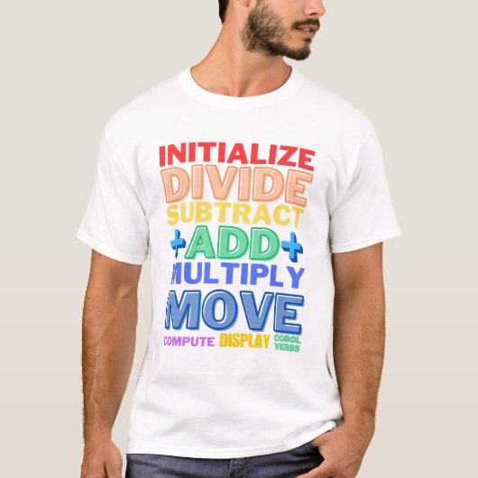 T-shirt Langage de programmation Cobol Verbes de base (Devant)
