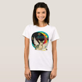 T-shirt L'ange de chat de Sphynx s'envole l'art de globe (Devant entier)