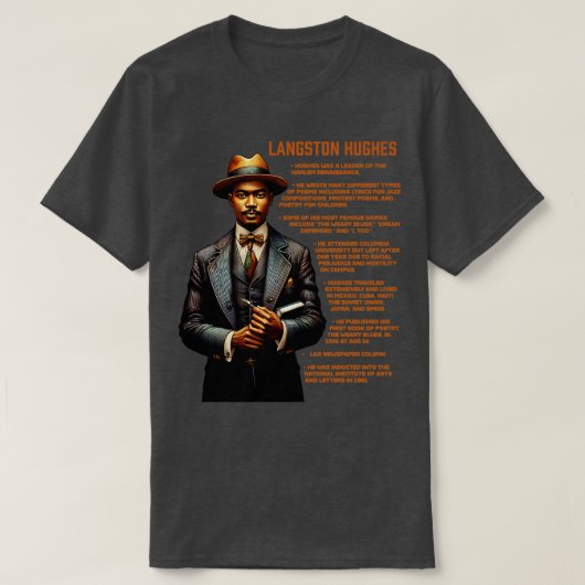 T-shirt Langston Hughes Faits (Design devant)