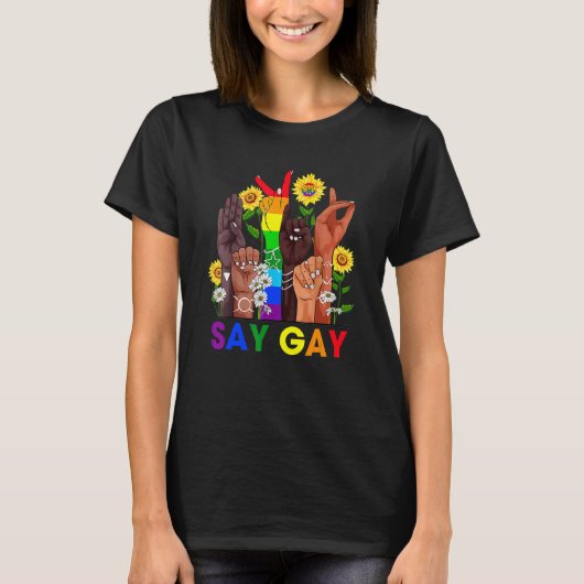 T-shirt Langue des signes à la main Dites Gay Talking Gay (Devant)