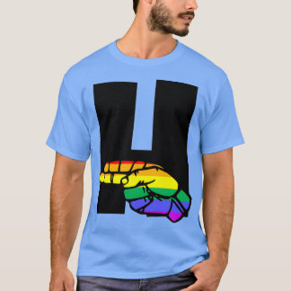 T-shirt Langue des signes américaine Lettre H aux couleurs