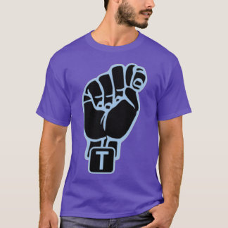 T-shirt Langue des signes américaine Lettre T bleu hommes 