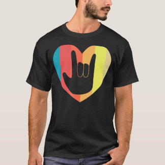 T-shirt Langue des signes Amour du coeur Personnes Sourdes