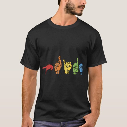 T-shirt Langue des signes Drôle Arc-en-ciel Gay LGBT sourd (Devant)