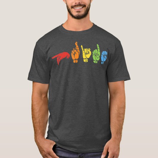 T-shirt Langue des signes Drôle Arc-en-ciel Gay LGBT sourd (Devant)