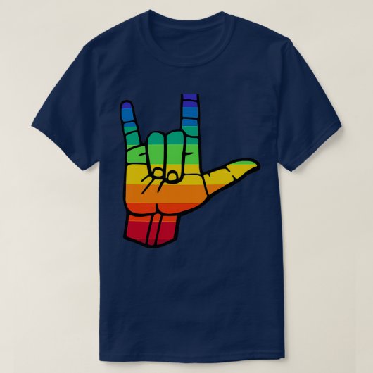 T-shirt Langue des signes fierté couleurs arc-en-ciel J'ai (Design devant)