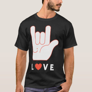 T-shirt Langue des Signes Main pour l'AMOUR, avec le souri