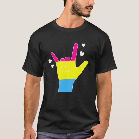 T-shirt Langue des signes Pansexual Asl Ily Sourde Pan Pri (Devant)