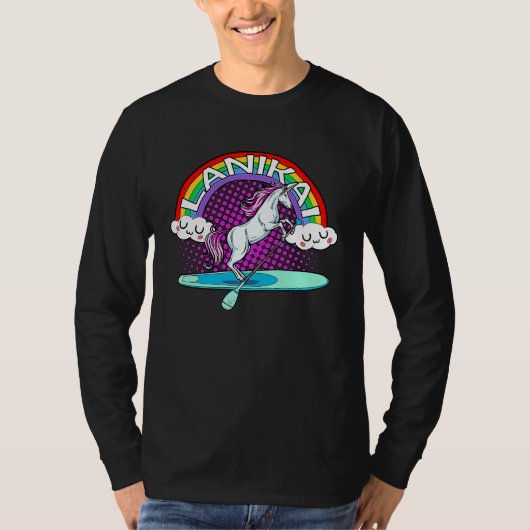 T-shirt Lanikai Beach Hawaii Rainbow Unicorn Paddle Board  (Devant)