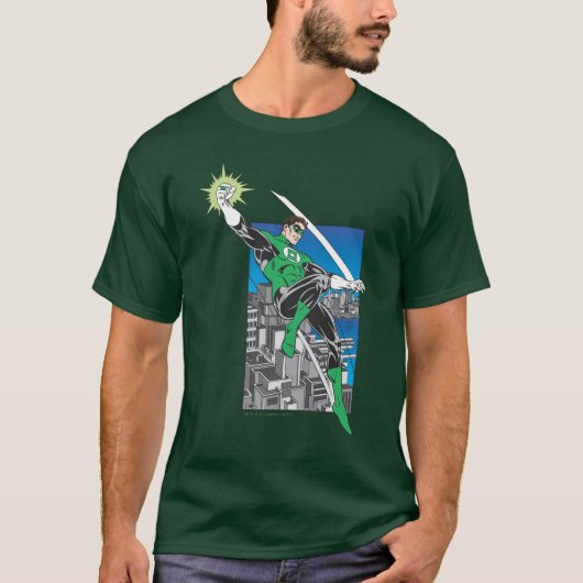 T-shirt Lanterne verte avec Arrière - plan de ville (Devant)