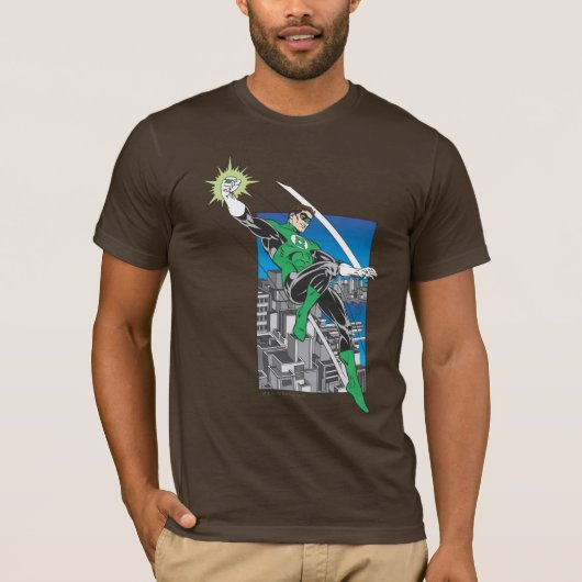 T-shirt Lanterne verte avec Arrière - plan de ville (Devant)