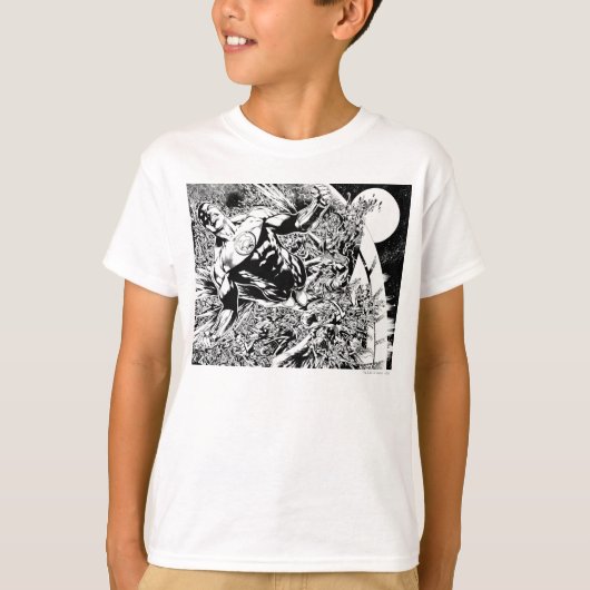 T-shirt Lanterne verte et Lune - Noir et Blanc (Devant)