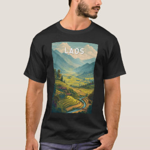 T-shirt Laos Illustration Voyage Art Rétro