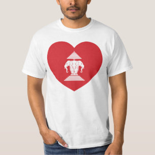 T-shirt Laotian Erawan 3 Tête Elephant Coeur Drapeau
