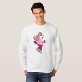 T-shirt Lapin à Patinage sur glace avec patins sur glace (Devant entier)