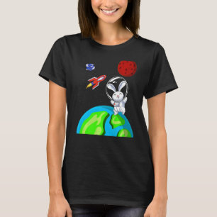 T-shirt Lapin Animal Externe Space Rocket Astronaut Bunny