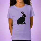 T-Shirt Lapin assis noir en silhouette Fleurs