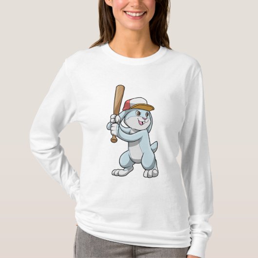 T-shirt Lapin au baseball avec batte de baseball (Devant)