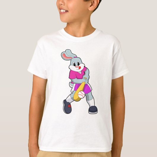 T-shirt Lapin au baseball avec batte de baseball (Devant)