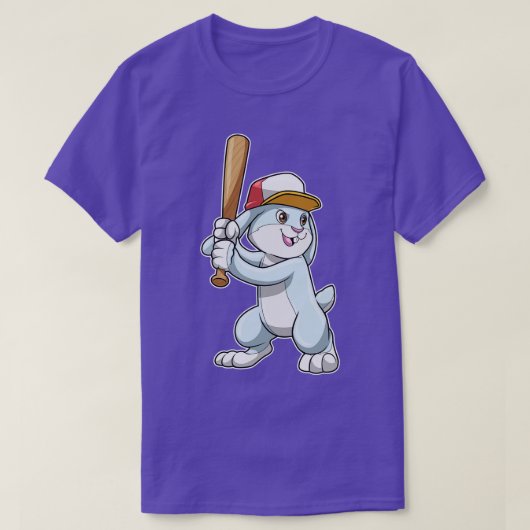 T-shirt Lapin au baseball avec batte de baseball 2 (Design devant)