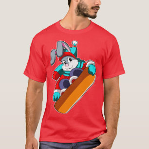 T-shirt Lapin au Snowboarding avec Snowboard