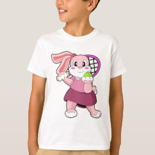T-shirt Lapin au Tennis avec raquette de tennis