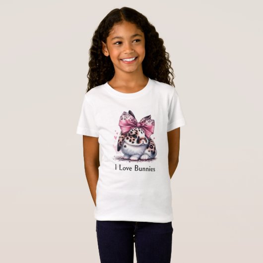T-Shirt Lapin Avec Charmant Bow Cheveux (Devant entier)