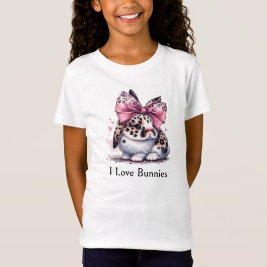 T-Shirt Lapin Avec Charmant Bow Cheveux (Devant)