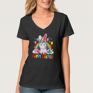 T-shirt Lapin Avec Oeufs Pâques Longue Manche Drôle Joyeux