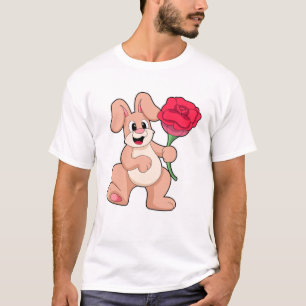 T-shirt Lapin avec Rose rouge