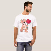 T-shirt Lapin avec Rose rouge (Devant entier)