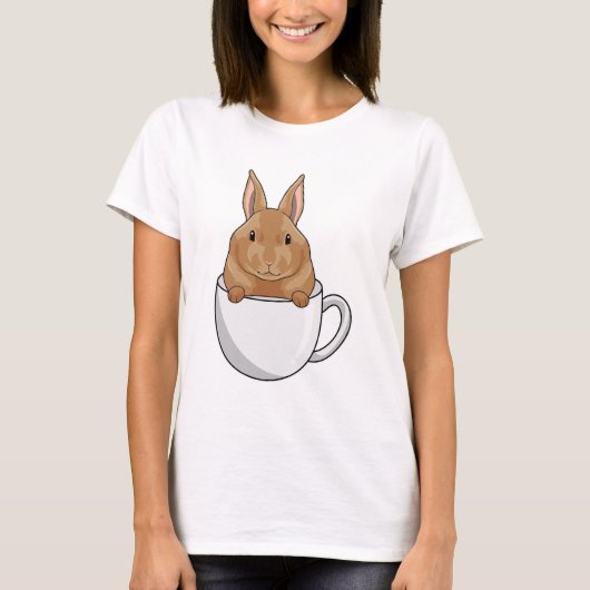 T-shirt Lapin avec tasse de café (Devant)
