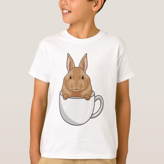 T-shirt Lapin avec tasse de café (Devant)
