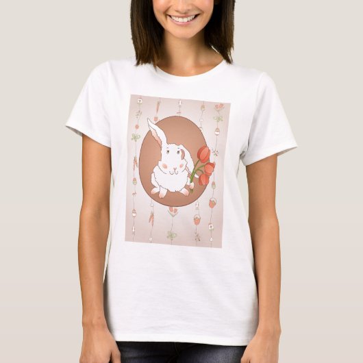 T-shirt Lapin avec Tulips Spring Holiday Rabbit (Devant)