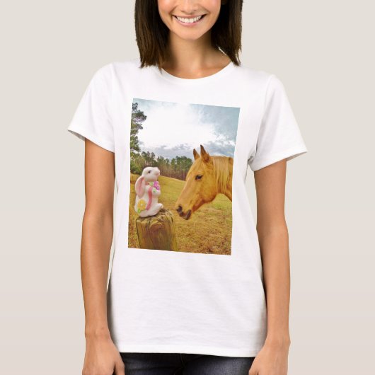 T-shirt Lapin blanc et Cheval jaune (Devant)