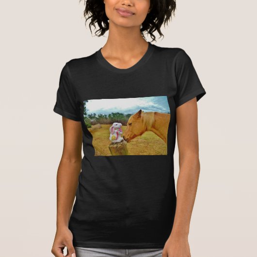 T-shirt Lapin blanc et Cheval jaune (Devant)