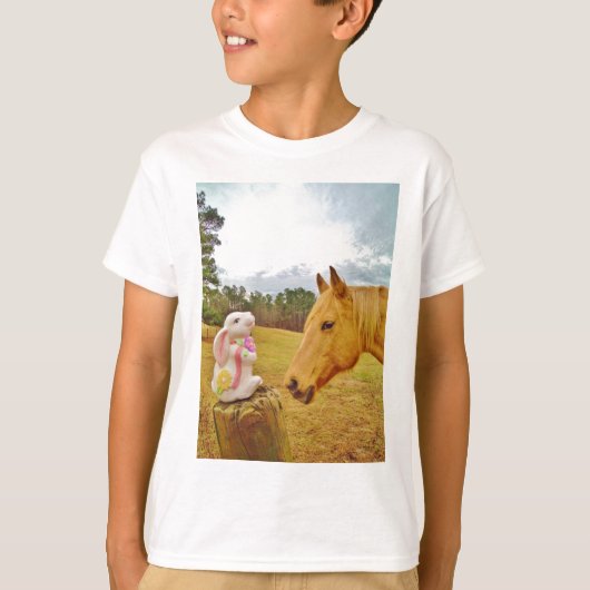 T-shirt Lapin blanc et Cheval jaune (Devant)