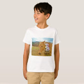 T-shirt Lapin blanc et cheval jaune blond (Devant entier)