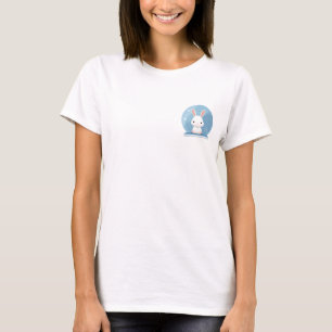 T-shirt Lapin Blanc Kawaii Adorable Assis sur un Livre Ble