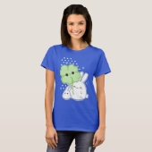 T-shirt Lapin blanc mignon avec le trèfle de kawaii (Devant entier)