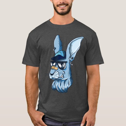 T-shirt Lapin Bleu Branché Hip (Devant)