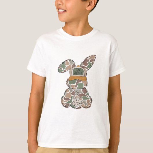 T-shirt Lapin camouflage Design pour garçons | Chasseur d' (Devant)