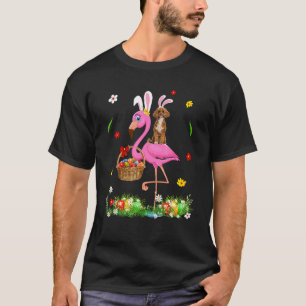 T-shirt Lapin Caniche à Cheval sur un Flamant Joyeuses Pâq