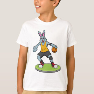 T-shirt Lapin comme joueur de basket-ball avec basket-ball
