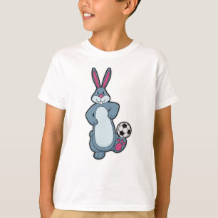 T-shirt Lapin comme joueur de football avec balle de footb