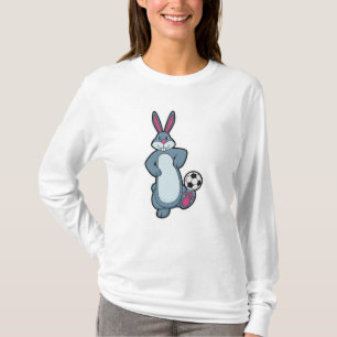 T-shirt Lapin comme joueur de football avec balle de footb