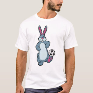 T-shirt Lapin comme joueur de football avec balle de footb