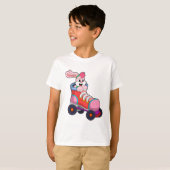 T-shirt Lapin comme Patineur Inline avec Patins Inline (Devant entier)